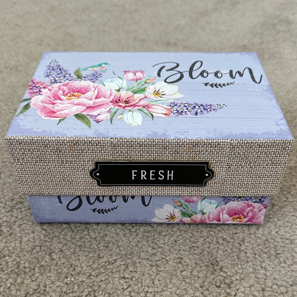 Floral Bloom Decorative Box with 112 pcs of chipboard ephemera!